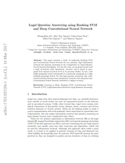 Legal Question Answering using Ranking SVM and Deep Convolutional Neural
  Network