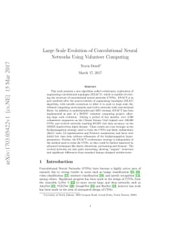 Large Scale Evolution of Convolutional Neural Networks Using Volunteer
  Computing