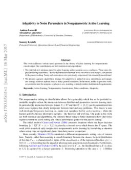 Adaptivity to Noise Parameters in Nonparametric Active Learning