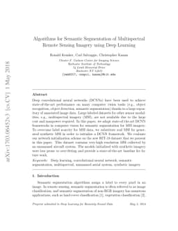 Algorithms for Semantic Segmentation of Multispectral Remote Sensing
  Imagery using Deep Learning