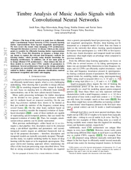 Timbre Analysis of Music Audio Signals with Convolutional Neural
  Networks