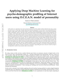 Applying Deep Machine Learning for psycho-demographic profiling of
  Internet users using O.C.E.A.N. model of personality