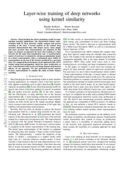 Layer-wise training of deep networks using kernel similarity