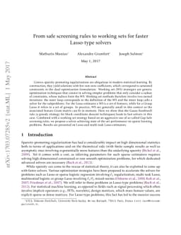 From safe screening rules to working sets for faster Lasso-type solvers