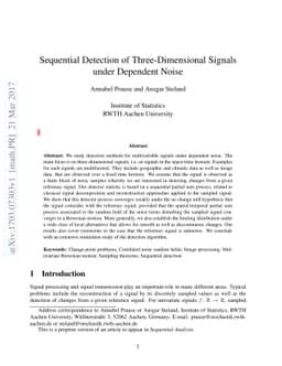 Sequential Detection of Three-Dimensional Signals under Dependent Noise