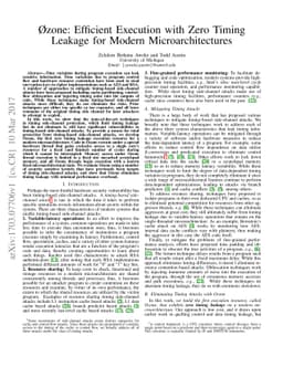 Ozone: Efficient Execution with Zero Timing Leakage for Modern
  Microarchitectures