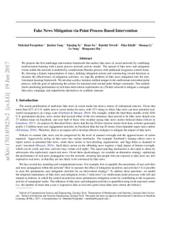 Fake News Mitigation via Point Process Based Intervention