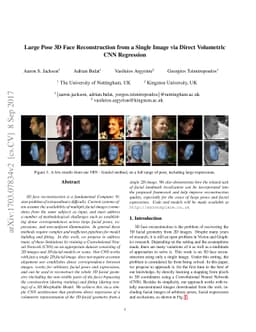 Large Pose 3D Face Reconstruction from a Single Image via Direct
  Volumetric CNN Regression