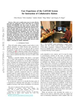 User Experience of the CoSTAR System for Instruction of Collaborative
  Robots