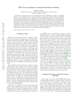 Role of zero synapses in unsupervised feature learning