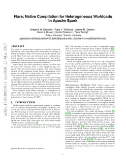 Flare: Native Compilation for Heterogeneous Workloads in Apache Spark