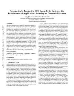 Automatically Tuning the GCC Compiler to Optimize the Performance of
  Applications Running on Embedded Systems