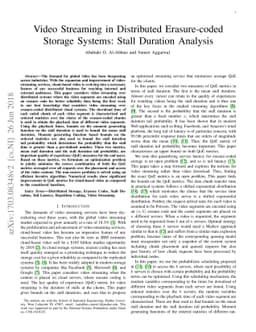 Video Streaming in Distributed Erasure-coded Storage Systems: Stall
  Duration Analysis