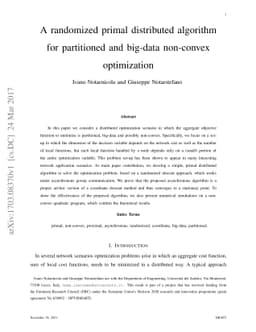 A randomized primal distributed algorithm for partitioned and big-data
  non-convex optimization