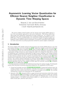 Asymmetric Learning Vector Quantization for Efficient Nearest Neighbor
  Classification in Dynamic Time Warping Spaces