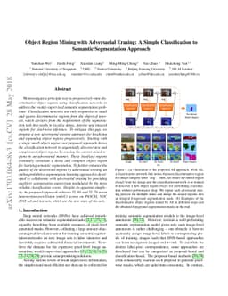 Object Region Mining with Adversarial Erasing: A Simple Classification
  to Semantic Segmentation Approach