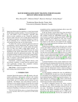 Batch-normalized joint training for DNN-based distant speech recognition