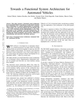 Towards a Functional System Architecture for Automated Vehicles