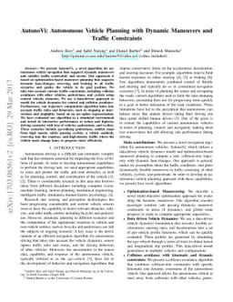 AutonoVi: Autonomous Vehicle Planning with Dynamic Maneuvers and Traffic
  Constraints