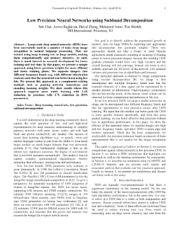 Low Precision Neural Networks using Subband Decomposition