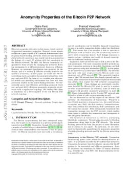 Anonymity Properties of the Bitcoin P2P Network