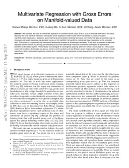 Multivariate Regression with Gross Errors on Manifold-valued Data