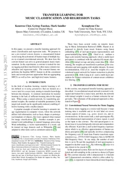 Transfer learning for music classification and regression tasks