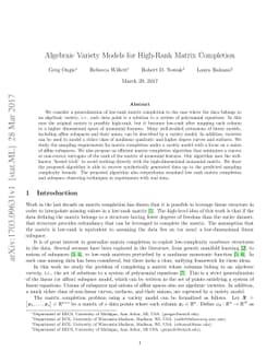 Algebraic Variety Models for High-Rank Matrix Completion