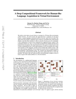A Deep Compositional Framework for Human-like Language Acquisition in
  Virtual Environment