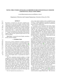 Novel Structured Low-rank algorithm to recover spatially smooth
  exponential image time series