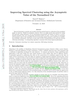 Improving Spectral Clustering using the Asymptotic Value of the
  Normalised Cut