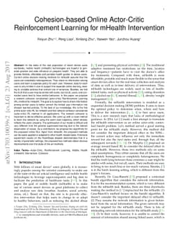 Cohesion-based Online Actor-Critic Reinforcement Learning for mHealth
  Intervention