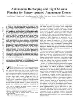Autonomous Recharging and Flight Mission Planning for Battery-operated
  Autonomous Drones