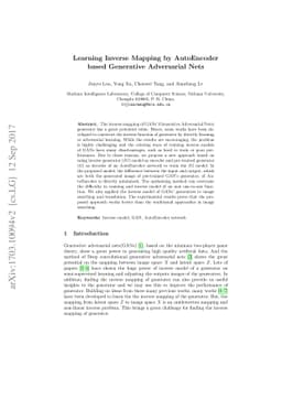 Learning Inverse Mapping by Autoencoder based Generative Adversarial
  Nets