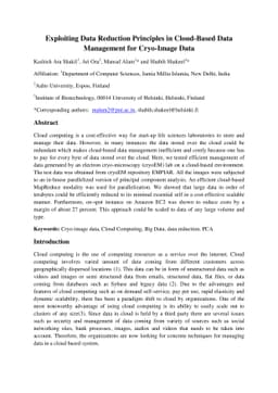 Exploiting Data Reduction Principles in Cloud-Based Data Management for
  Cryo-Image Data