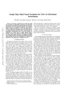 Google Map Aided Visual Navigation for UAVs in GPS-denied Environment