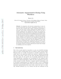 Automatic Argumentative-Zoning Using Word2vec