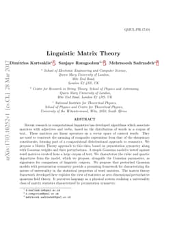 Linguistic Matrix Theory