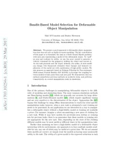 Bandit-Based Model Selection for Deformable Object Manipulation