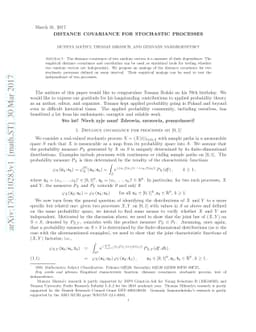 Distance covariance for stochastic processes