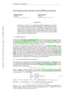 Factorization tricks for LSTM networks