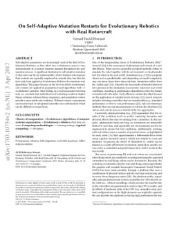 On Self-Adaptive Mutation Restarts for Evolutionary Robotics with Real
  Rotorcraft