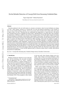 On the Reliable Detection of Concept Drift from Streaming Unlabeled Data