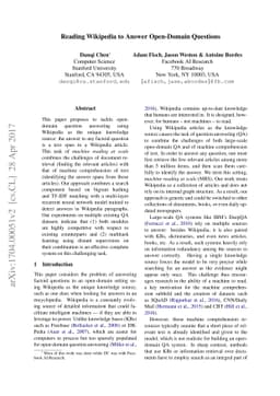 Reading Wikipedia to Answer Open-Domain Questions