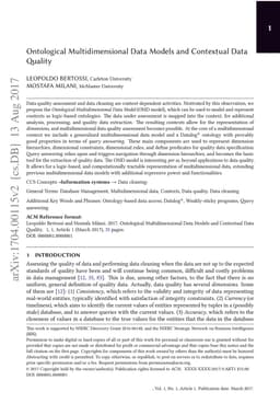 Ontological Multidimensional Data Models and Contextual Data Qality