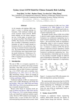 Syntax Aware LSTM Model for Chinese Semantic Role Labeling