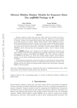Mixture Hidden Markov Models for Sequence Data: The seqHMM Package in R
