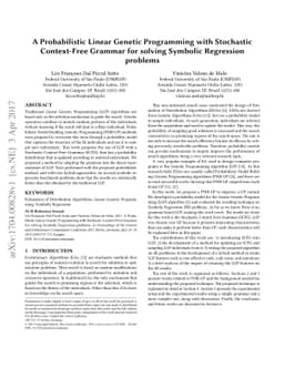 A Probabilistic Linear Genetic Programming with Stochastic Context-Free
  Grammar for solving Symbolic Regression problems