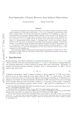 Near-Optimality of Linear Recovery from Indirect Observations