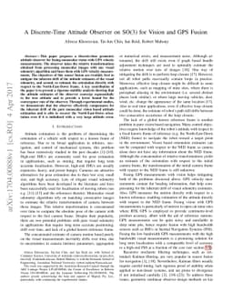A Discrete-Time Attitude Observer on SO(3) for Vision and GPS Fusion